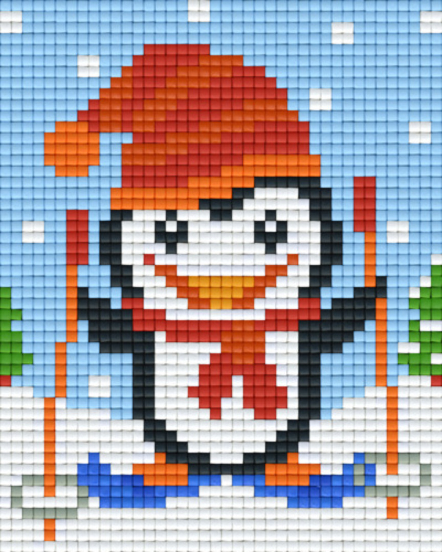 Skiing Penguin One [1] Baseplate PixelHobby Mini-mosaic Art Kits image 0